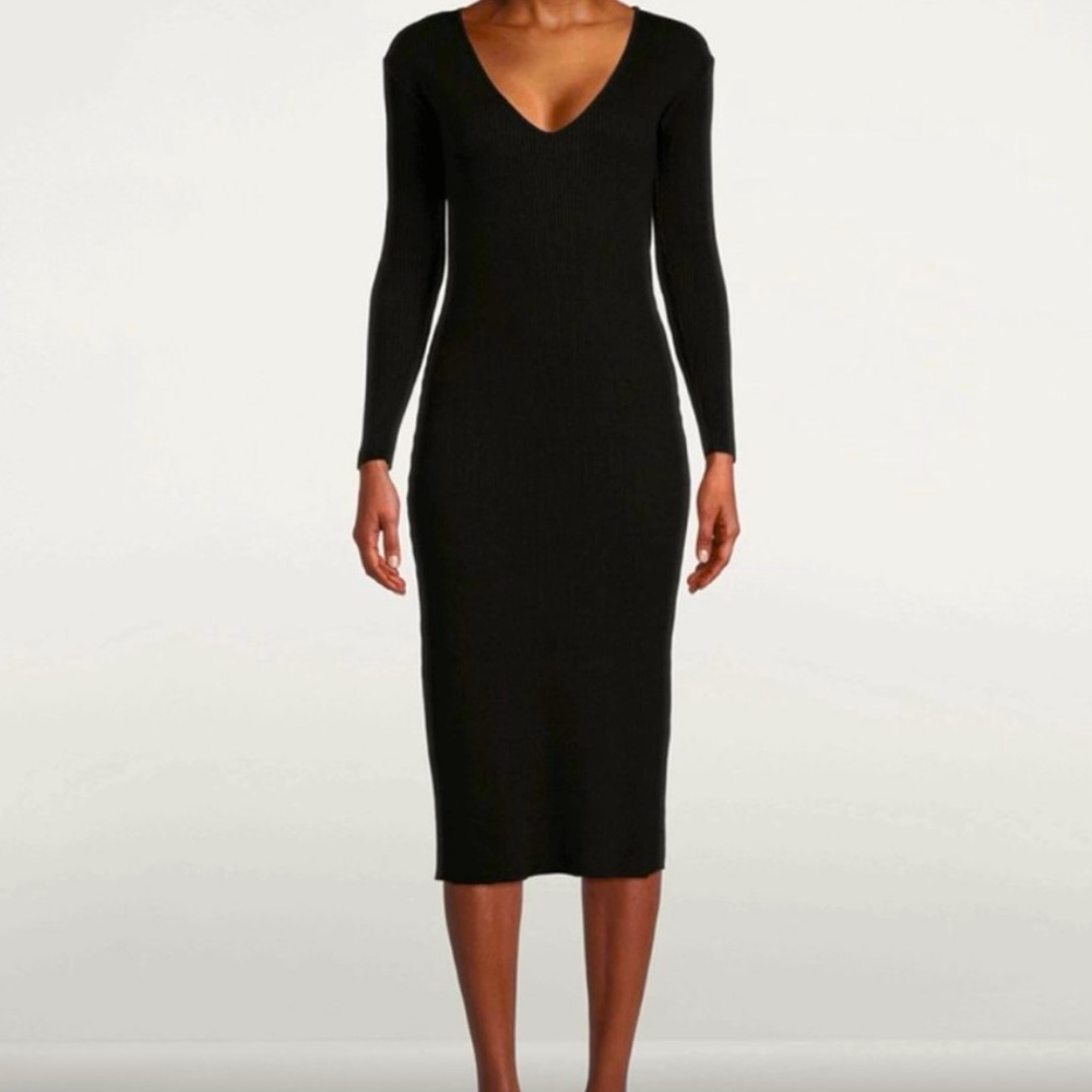 Vince Black Long Sleeve Knit Sweater Dress